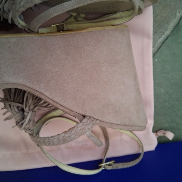 Stuart Weitzman Wedge Suede Sandals Shoes - Picture 6 of 10